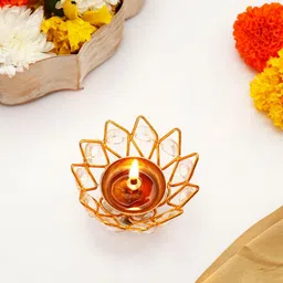 Archies Gold-Toned Lotus Tealight Metal Diya-image-55