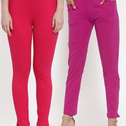 TAG 7 Women Pack Of 2 Solid Straight-Fit Ankle-Length Leggings-picture-29