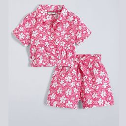 Hopscotch Girls White & Pink Cotton Printed Clothing Set-picture-25