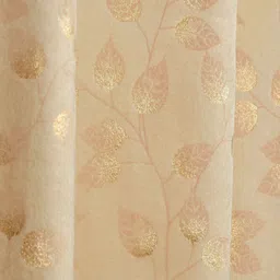 GEET CREATIONS Cream-Coloured & Gold-Toned Floral Velvet Room Darkening Window Curtain image 4