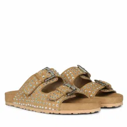 Saint G Saintg Womens Silver Strass Beige Leather Sandals-image-77