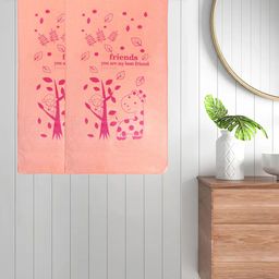 FABINALIV Kids Peach 2 Pieces Printed Cotton Bath Towels-picture-22