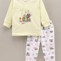 CUCUMBER Full Sleeves Night Wear Printed Light Yellow (Print May Vary)-picture-45