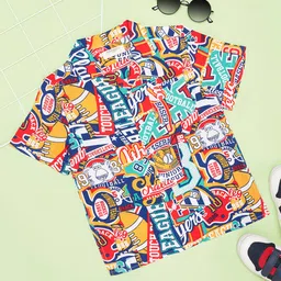 Pantaloons Junior Rayon Half Sleeves Typography Printed Shirt - Multi Colour-picture-26