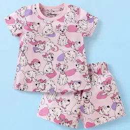 Babyhug Disney Single Jersey Knit Half Sleeves Shorts Night Suit with 101 Dalmatian Print - Pink-picture-35