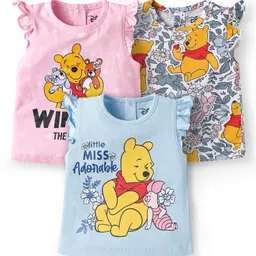 Babyhug Disney Single Jersey Knit Sleeveless T-Shirts With Winnie The Pooh Graphics Pack Of 3 - Pink & Light Blue-picture-24