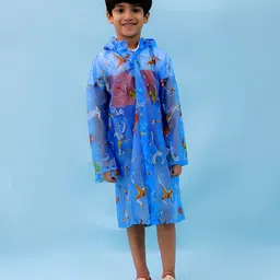 M'andy Polyester Full Sleeves Football Players Printed Hooded Raincoat - Light Blue-image-44