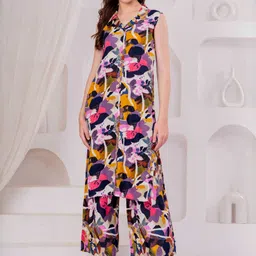 OH MI DIOS Floral Printed Shirt Collar Straight Kurta With Palazzos image 2