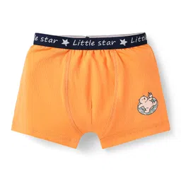 Babyoye Cotton Elastane Knit Trunks With Tree & Star Fish Print Pack Of 3 - Orange Light Blue & Cream image 2