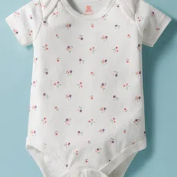 I Bears Interlock Knit Half Sleeves Onesies with Floral Print Pack of 3 - Pink Rose Gold & White image 2