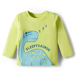 Doodle Poodle Single Jersey Knit Full Sleeves Night Suit With Dino Print - Green image 2