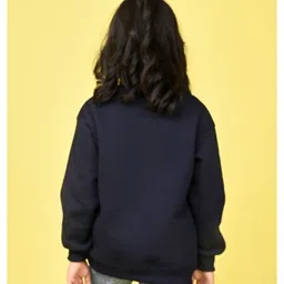 NUSYL Fleece Knit Full Sleeves Be Cool Be Kind Text Printed Light Winter Sweatshirt - Navy Blue image 3