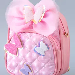 Babyhug Fashion Backpack with Butterfly Applique - Light Pink image 3