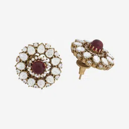 Kushal's Fashion Jewellery Kundan Floral Studs image 3