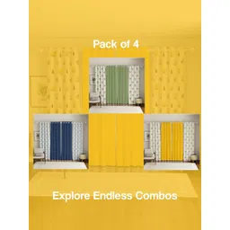 URBAN SPACE Yellow & White Set of 4 Ethnic Motifs Door Curtain image 2