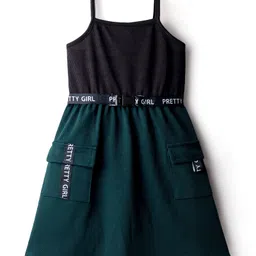 Hola Bonita Knit Solid Color Dress With Full Sleeves Jacket & Belt - Dark Green image 4