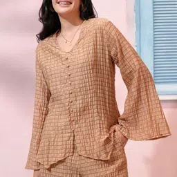 Tokyo Talkies Textured Top With Shorts Co-Ords-picture-34
