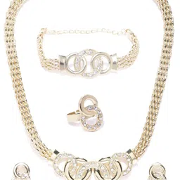Jewels Galaxy Gold-Plated Stone Studded Jewellery Set image 2
