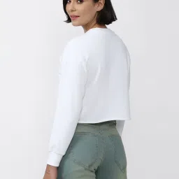 Forever 21 White Regular Fit Crop Sweatshirt image 2