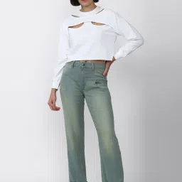 Forever 21 White Regular Fit Crop Sweatshirt image 4
