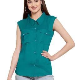 PATRORNA Teal Regular Fit Shirt image 1