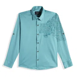 Charchit Boys Sky Blue Comfort Fit Shirt image 1