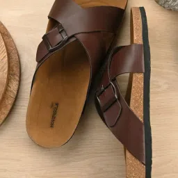 hoversoul Hoversole Men's Brown Cork Cross Strap Sandals image 1