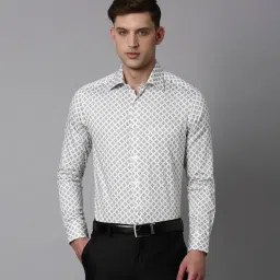 Louis Philippe White Cotton Regular Fit Printed Shirt image 1