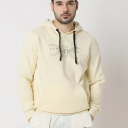 Spykar White Regular Fit Hooded Sweatshirt image 1