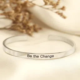 Joker & Witch Be The Change Silver Mantra Band Flexible fit Bracelet image 1