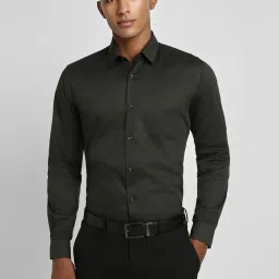 Peter England Green Cotton Regular Fit Shirt image 1