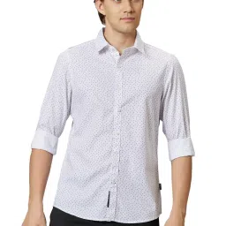 Being Human White Slim Fit Printed Shirt image 1