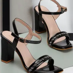 Carlton London Women's Black Ankle Strap Sandals-picture-11