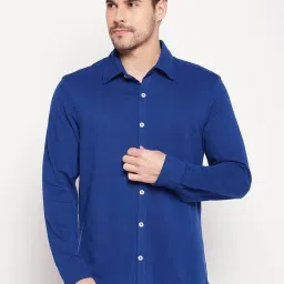 CLUB YORK Men Royal Blue Solid Collar Shirt image 1