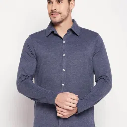 CLUB YORK Men Navy Blue Solid Collar Shirt image 1