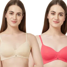 Soie Multicolor Non Wired Padded T-Shirt Bra - (Pack Of 2) image 1