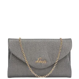 Lavie Charmy Grey Solid Envelope Clutch image 1