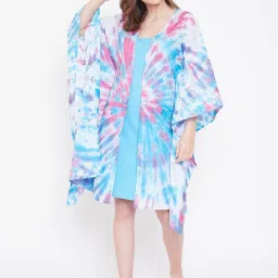 The Kaftan Company Blue & Pink Cotton Tie & Dye Kaftan Cover-Up image 1