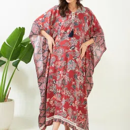 The Kaftan Company Red Printed Kaftan image 1