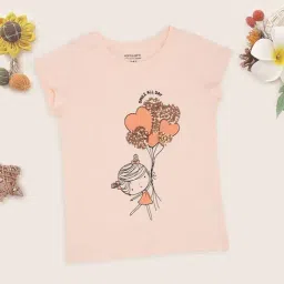 Pantaloons Junior Girls Soft Pink Printed T-Shirt-image-2