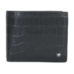Louis Philippe Black Leather Textured Bi-Fold Wallet for Men image 1