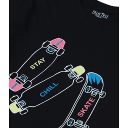 Palm Tree Kids Black Cotton Printed T-Shirt image 3