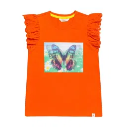 H by Hamleys Kids Orange Printed Top image 1