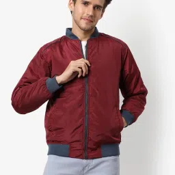 Campus Sutra Wine Regular Fit Bomber Jacket image 1