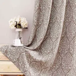 Urban Space Brown Polyester Door Curtain With Tieback & Eyelet image 1