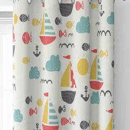 Urban Space Multicolor Polyester Door Curtain With Tieback & Eyelet image 1