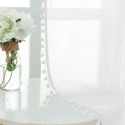 Urban Space White Polyester Door Curtain With Tieback & Eyelet - Set of 2 image 1