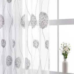 Urban Space Grey Polyester Door Curtain With Tieback & Eyelet - Set of 2 image 1