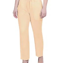 PATRORNA Peach Mid Rise Relaxed Fit Boyfriend Trousers image 1