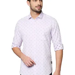 Raymond Light Purple Regular Fit Printed Shirt-image-77